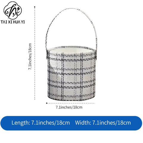 Luxury Handmade Rigid Fabric Flower Hug Bucket Portable Gift Box for Rose Bouquet Packaging Wedding & Valentine's Day Wholesale