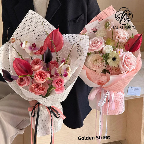 Artistic Marble Purple Specialty Paper PVC Coated for Elegant Flower Bouquet and Gift Wrap Single Side Printing Compatibility
