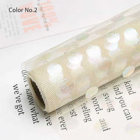 Colorful Wave Dot Flower Arrangement Packaging Mesh Single Side Coated Flower Yarn for Bouquet Packaging