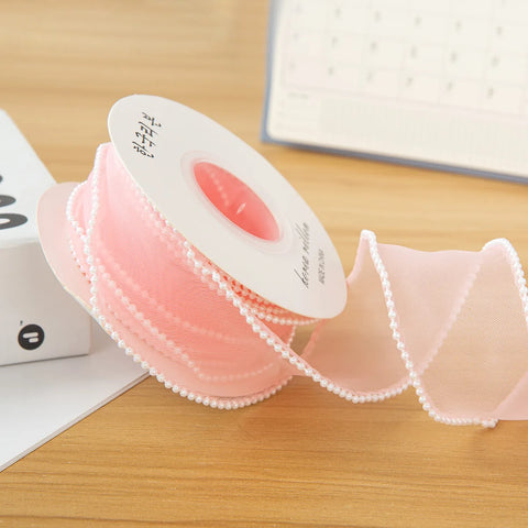 Luxury Dacron Pearl Fish Tail Satin Yarn Ribbon Biodegradable Wave Winding Handmade Bouquet Flower Valentine's Day Wedding