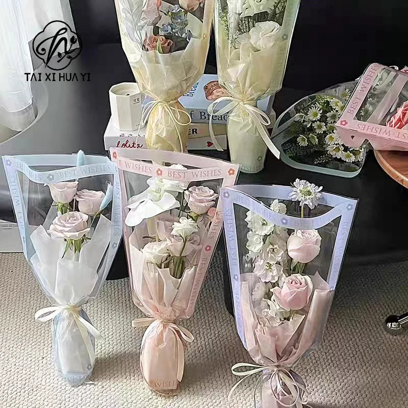 Multi-piece Transparent Waterproof Flower Packaging Bag Virgin Pulp Style with PE Coating for Gift Shop Use Secondary image