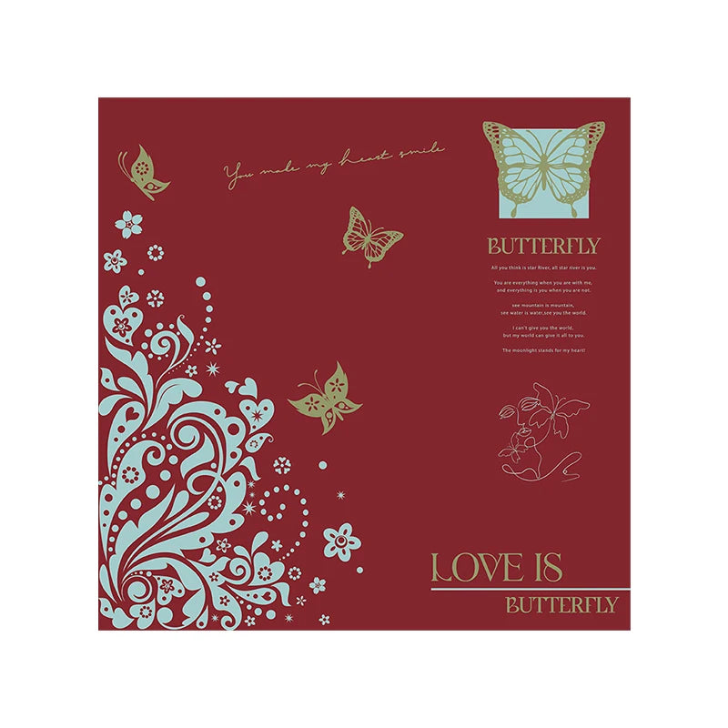 58*58cm Soft Waterproof Flower Wrapping Paper Butterfly Design Floral Printed Smooth Surface Injection Molding Stretch Secondary image