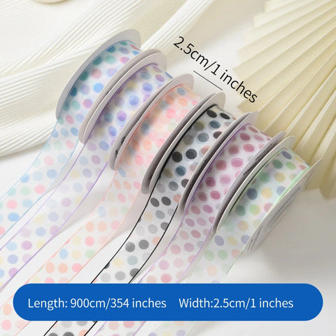 Floral Decorative Ribbons for DIY Hair Bows Snowflake Tulle Wrapping Ribbon Rainbow Polka Dot Polyester Ribbon for Birthday