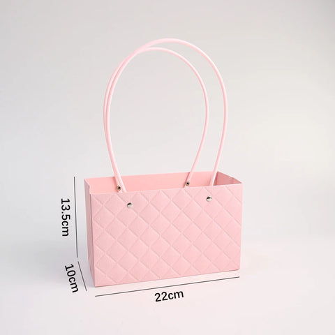 Macaron-Colored Rectangular Tote Single-Sided PE Coating Waterproof Diamond Embossed Flower Craft Paper Packaging Box