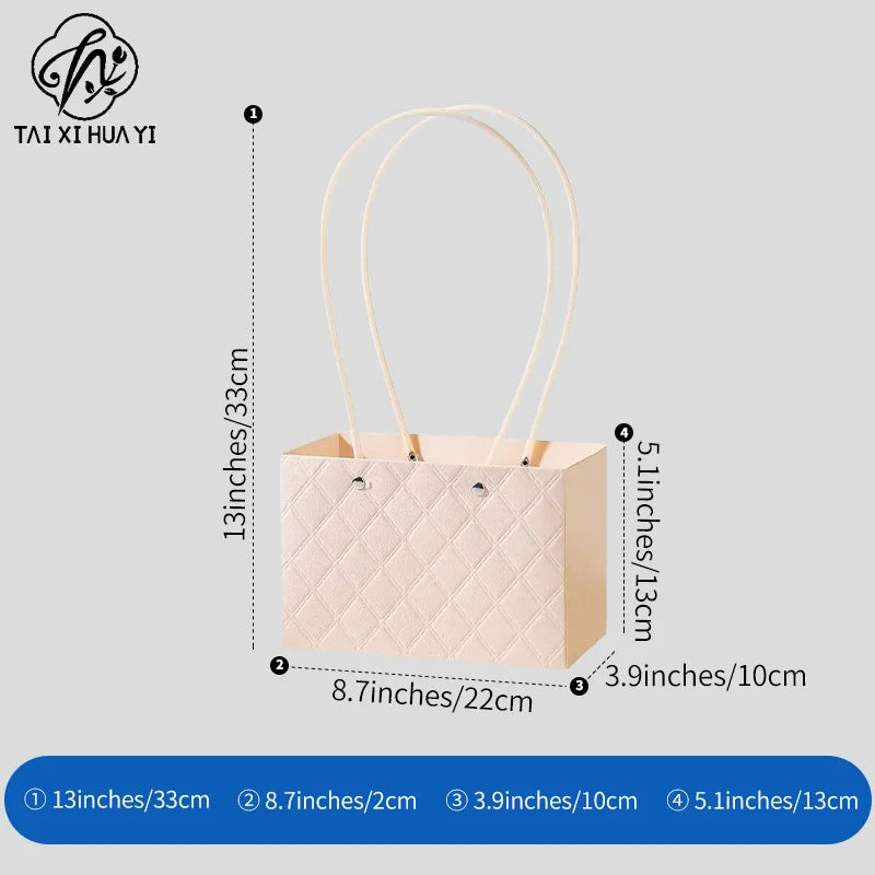 Macaron-Colored Rectangular Tote Single-Sided PE Coating Waterproof Diamond Embossed Flower Craft Paper Packaging Box