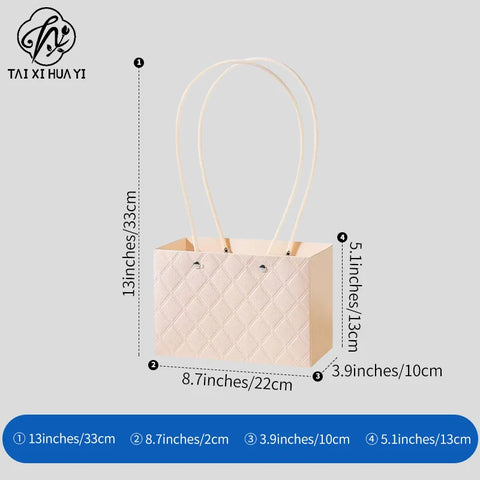 Macaron-Colored Rectangular Tote Single-Sided PE Coating Waterproof Diamond Embossed Flower Craft Paper Packaging Box