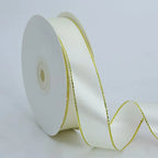 High Quality Polyester Satin Ribbon Gold Edge Floral Design for Wedding Birthday Flower Cake Gift Packaging Christmas