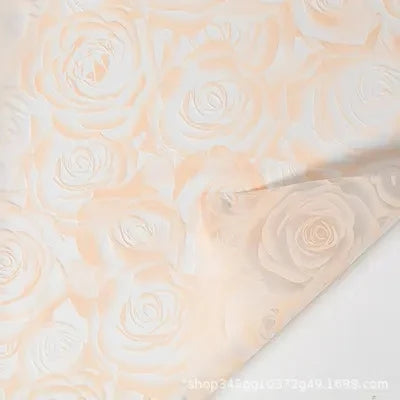 Virgin Pulp Style Rose Printed Waterproof Flower Wrapping Paper 6 Colors Paper Roll Florist Shop Material