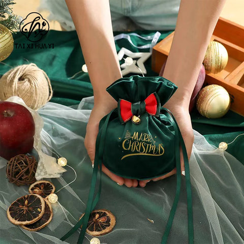 Exquisite Velvet Santa Claus Xmas New Year Candy Bag Craft New Christmas Gifts Drawstring Children Stamp