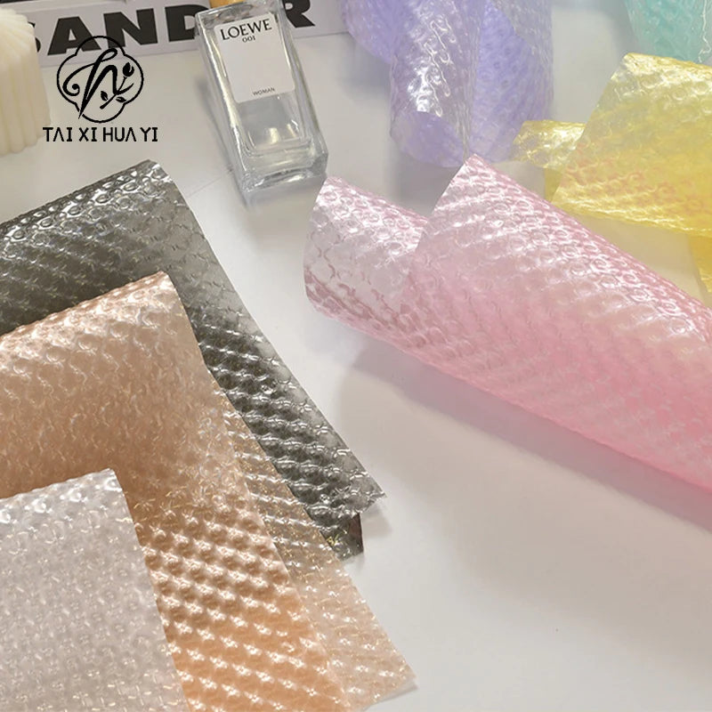 52*52cm Bright Colorful Tridimensional Bubble Design PVC Coated Waterproof Plastic Flower Wrapping Paper
