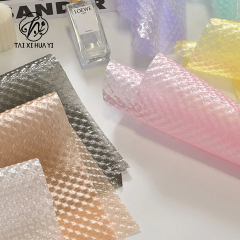 52*52cm Bright Colorful Tridimensional Bubble Design PVC Coated Waterproof Plastic Flower Wrapping Paper
