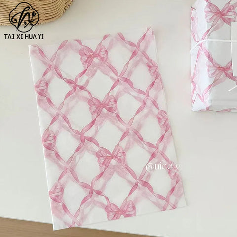 Mothers Day Pink Heart Bow Recyclable Matte Tissue Paper for Gift Wrapping Flower Bouquets Clothing Packing Party Decorations