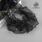 Wave Edge Flower Wrapping Mesh Paper Black Floral Bouquet Packing Made Durable Polyester for Gift Wrapping