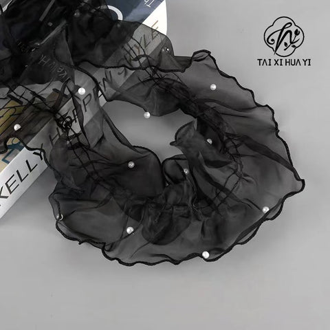Wave Edge Flower Wrapping Mesh Paper Black Floral Bouquet Packing Made Durable Polyester for Gift Wrapping