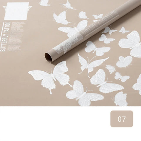 Butterfly Dance Floral Flower Art Wrapping Paper 58x58cm Recyclable PVC Coated Jelly Film Bag with Custom Options