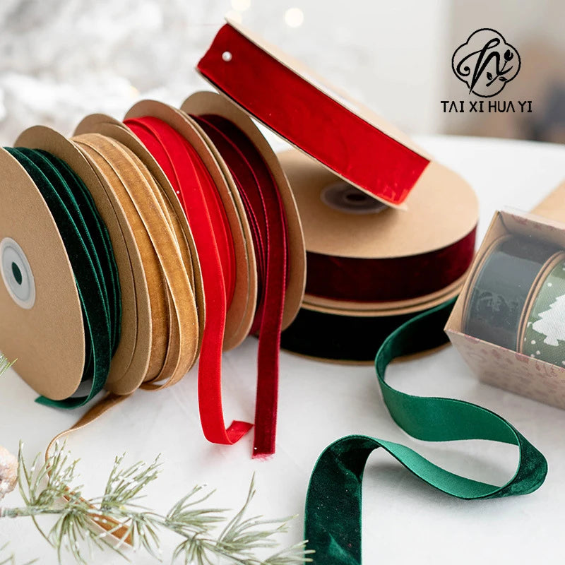 Single Sided 1cm & 2.5cm Velvet Non Elastic Plush Belt Luxury Christmas & Valentine's Day DIY Bow Accessory for Weddings