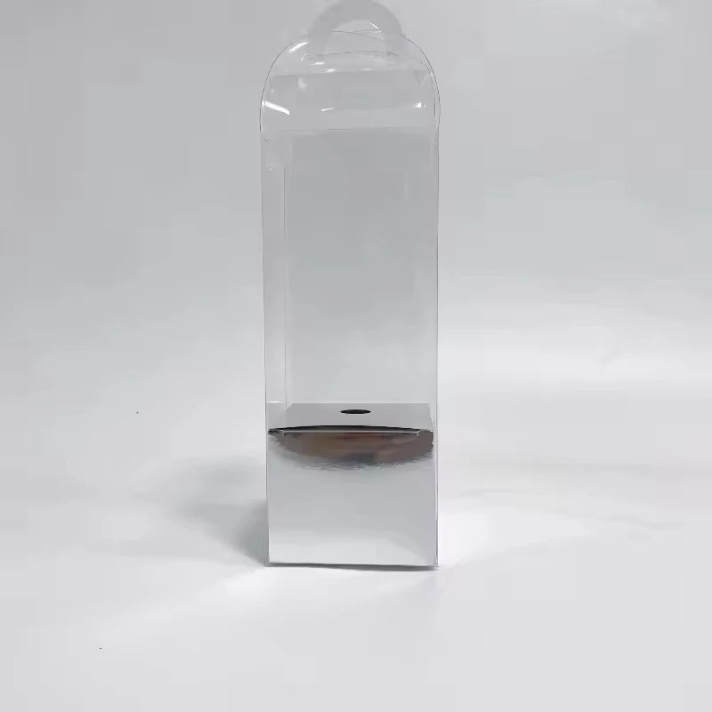 Single Portable PVC Transparent Panoramic Rose Bouquet Flower Boxes Christmas Cute Little Rose Gift Box with Embossing Printing