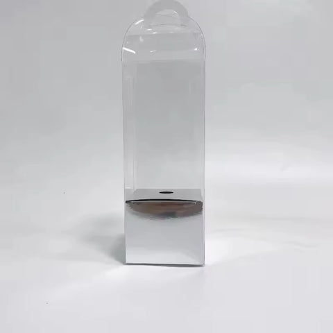 Single Portable PVC Transparent Panoramic Rose Bouquet Flower Boxes Christmas Cute Little Rose Gift Box with Embossing Printing