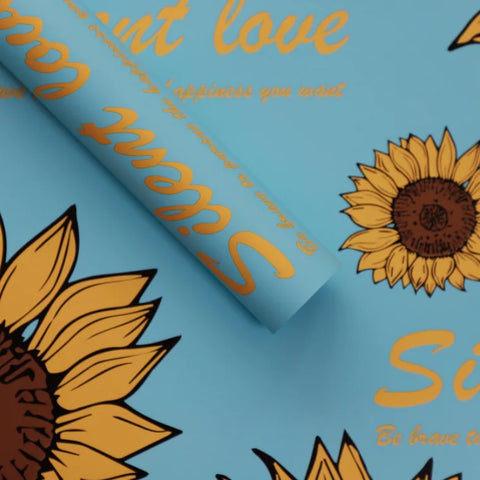 Waterproof Coated Sunflower Art Packaging Paper Flower Wrapping Paper for Flowers for Flowers and Other Items