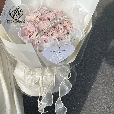 Fishtail Luxury Satin Silk Ribbon Fresh Flower DIY Material Wavy Edge Bow Ribbon Cake Edge Christmas