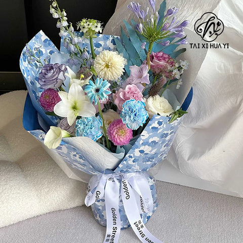 Single-sided Coated Paper Summer Flower Tea Flower Packaging Plastic OPP Material Paper Bouquet