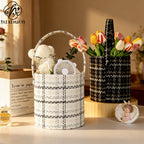 Luxury Handmade Rigid Fabric Flower Hug Bucket Portable Gift Box for Rose Bouquet Packaging Wedding & Valentine's Day Wholesale