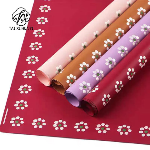 Premium Art Paper Double Sided Floral Wrapping Paper Waterproof Delicate Petal Pattern for Bouquets and Flower Shops