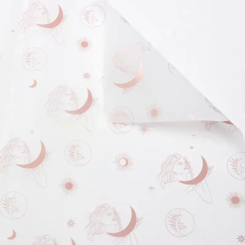 Wholesale Moon Pattern Art Paper Flower Wrapping Waterproof Birthday Gift Packaging Tissue for Florists Gift Wrapping Paper