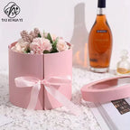 Elegant Luxurious Cardboard Recycling Box Sturdy Rose Floral Patterned Gift Packaging Made Coated Paper Cylinder Shape Vanishing
