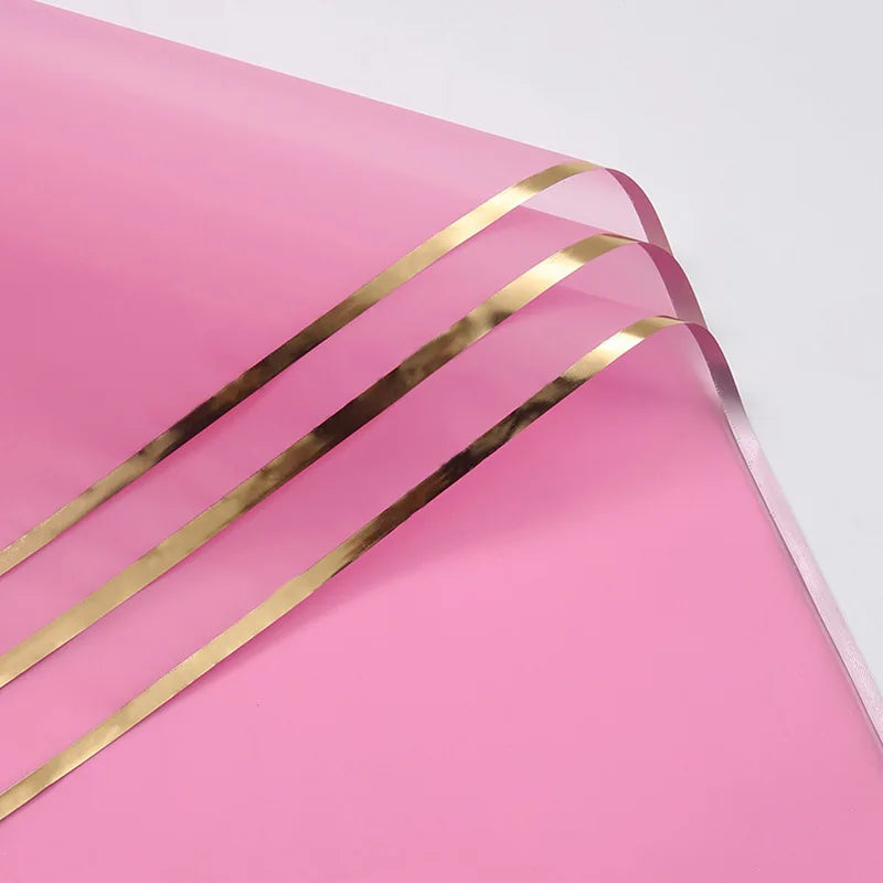 Waterproof Gold Edge Jelly Film Flower Wrapping Paper Matte Translucent Bouquet Recyclable Customizable Shop Packaging Material