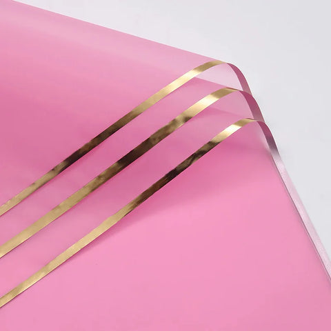 Waterproof Gold Edge Jelly Film Flower Wrapping Paper Matte Translucent Bouquet Recyclable Customizable Shop Packaging Material