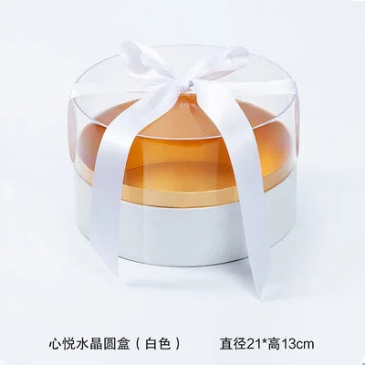 Round Cylinder Rose Flower Gift Box with UV Coating and Transparent Lid for Valentine's Day Fresh Flower Packaging