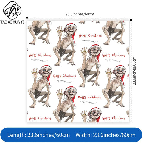 Personalized Eco-Friendly Art Paper Starch Coated Single Sided Lord Rings Gollum Christmas Wrapping Paper 60x60cm Custom Printed