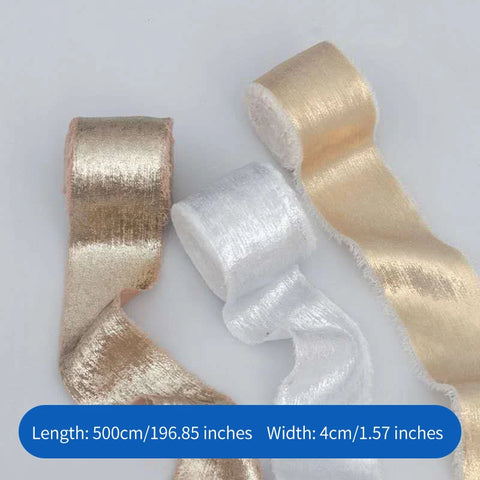 Double Face Hand-Torn Rough-Edge Gilded Plush Eco-friendly Satin Ribbon Valentine's Day Wedding Bouquet Tassels