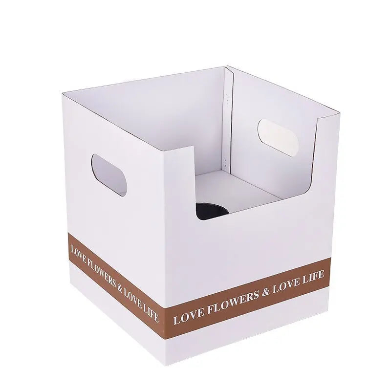 Unique Square Folded Flower Gift Box Bonsai Pot Holder for Flower Shop Paper Wrap Material