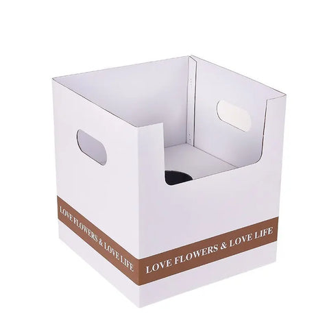 Unique Square Folded Flower Gift Box Bonsai Pot Holder for Flower Shop Paper Wrap Material