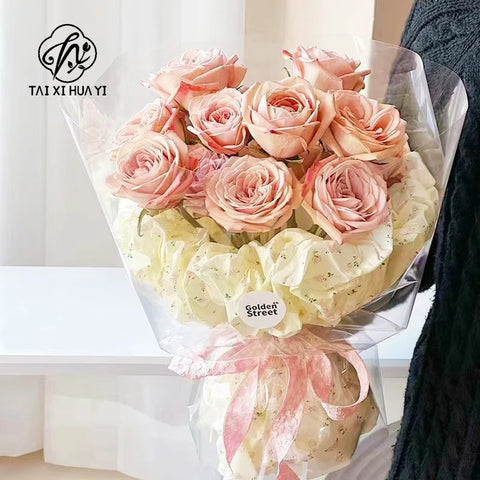 Elegant Rose Print Art Paper Floral Arrangement Supplies for Flower Shop Bouquet Packaging and Gift Wrapping
