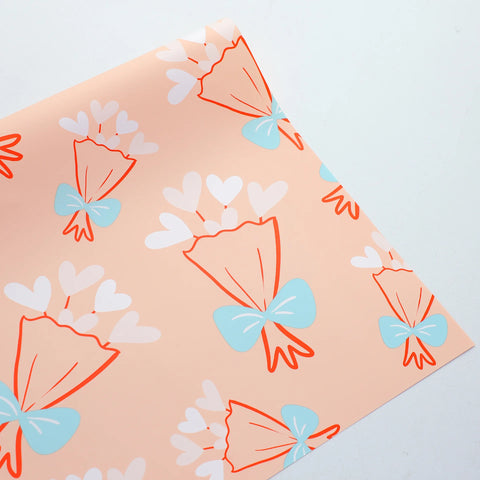 Valentine's Day Children's Day Gift Flower Packaging Paper Single-Sided Coated Waterproof Bow Design