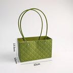 Macaron-Colored Rectangular Tote Single-Sided PE Coating Waterproof Diamond Embossed Flower Craft Paper Packaging Box