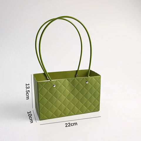 Macaron-Colored Rectangular Tote Single-Sided PE Coating Waterproof Diamond Embossed Flower Craft Paper Packaging Box