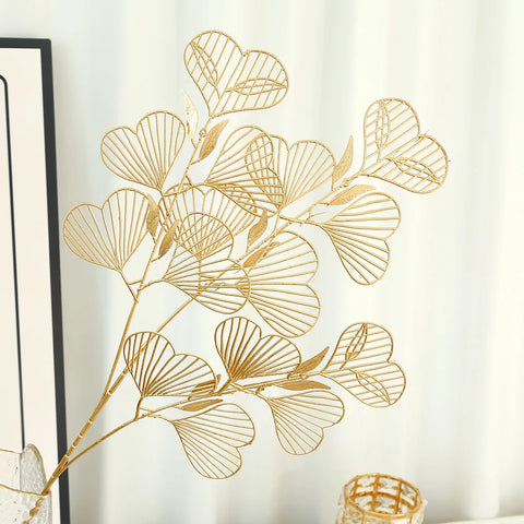 Golden Eucalyptus Ginkgo Gold Leaf Simulation Flower Hug Bucket Festive Christmas Wedding Graduation Decoration