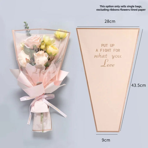 Transparent Single Rose Bouquet OPP Bag Moisture Proof Hot Stamping Gold Edge Festival Flower Wrapping Paper