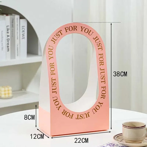 Classic Flower Heart-shaped Embossed Coated Paper Recyclable Gift Bag with Ribbon Handle for Wedding Birthday Party Packaging
