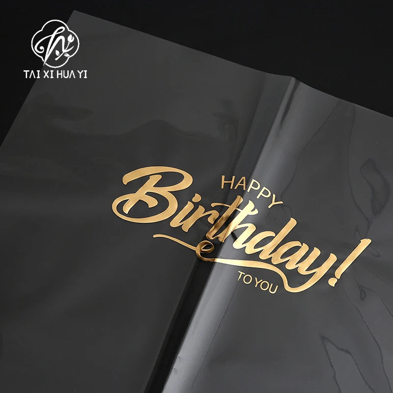 Transparent Happy Birthday Cellophane Virgin Pulp Waterproof Wrapping Paper for Flower Packing Florist Supplies
