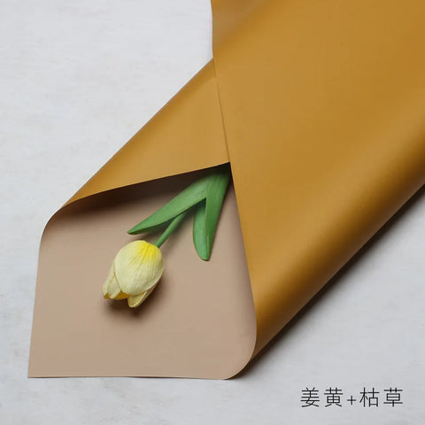 Handmade Ou Ya Two-Color Floral Wrapping Paper Waterproof Flower Packaging with Coating for Bouquets