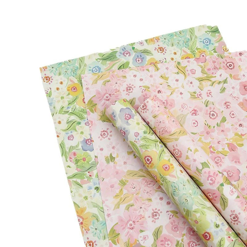 90g Virgin Pulp Art Paper 37*52cm Floral Supplies with Flower Printing PE Coating for Wrapping Bouquets