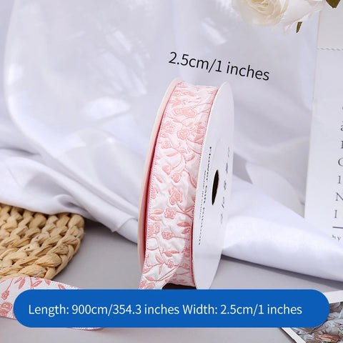 Embossed Rose Rosette Ribbon Bouquet Packaging Material for Birthday Halloween Wedding Christmas Flower