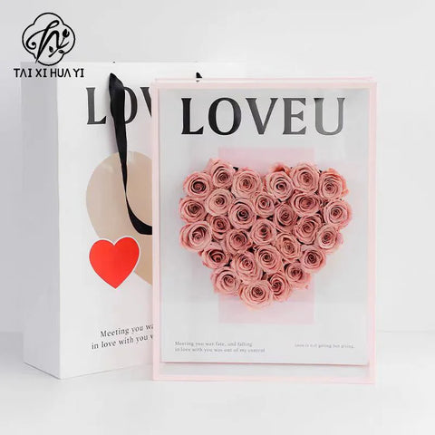 Acrylic Transparent Heart-shaped Gift Box Square Box Flower Bouquet Packaging for Roses Rose Box Storage