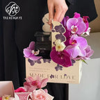 Elegant Floral Pattern Plastic Hand-Held Folder Box Creative Packaging for Coffee Milk Tea Cups