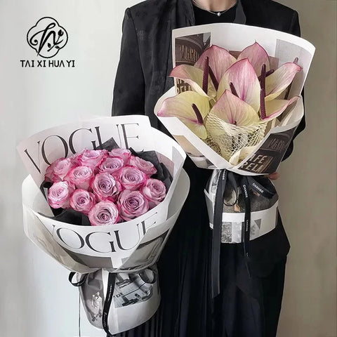 Pictorial Style DIY Material Fashion Cover Flower Kraft Paper with Single-sided Coating for Packaging